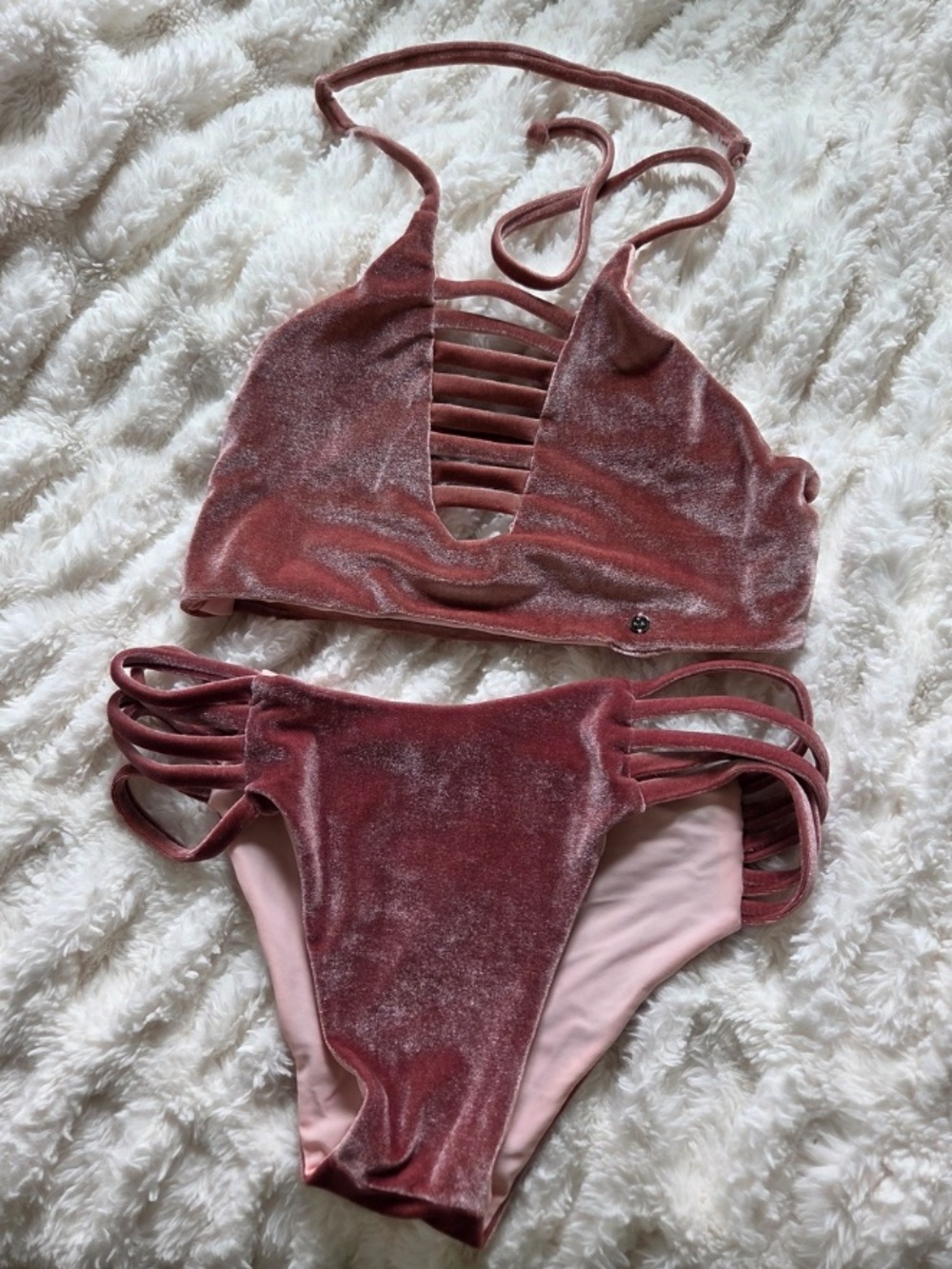 CXIX Velvet Strappy Set - Dusty Rose